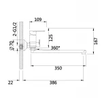 Смеситель для ванны Qtap Aries с длинным поворотным изливом (c душевым гарнитуром) QTARI2601CRM45558 Chrome