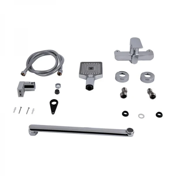 Смеситель для ванны Qtap Aries с длинным поворотным изливом (c душевым гарнитуром) QTARI2601CRM45558 Chrome