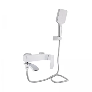 Змішувач для ванни Qtap Swan Cascada з поворотним виливом (з душовим гарнітуром) QTSWA260CRW45569 Chrome/White