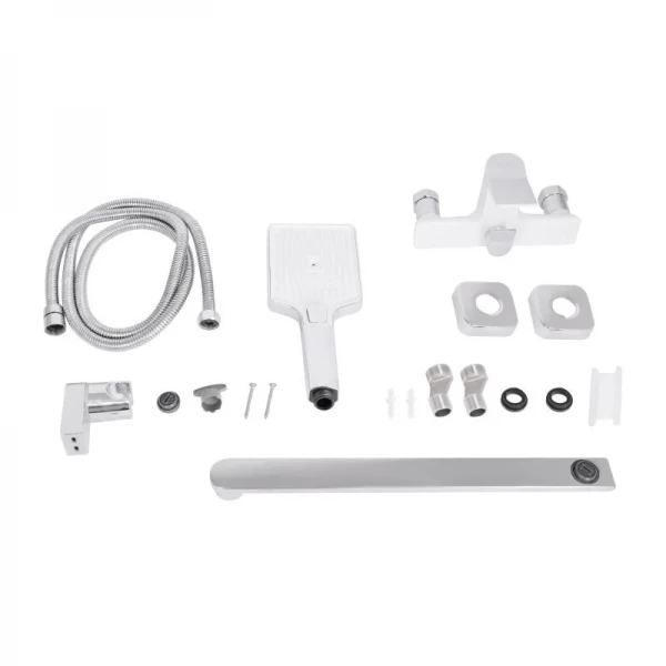 Змішувач для ванни Qtap Presto з довгим поворотним виливом (з душовим гарнітуром) QTPRE2601CRW45578 Chrome/White