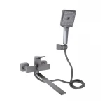 Змішувач для ванни Qtap Presto з довгим поворотним виливом (з душовим гарнітуром) QTPRE2601GRP45583 Graphite