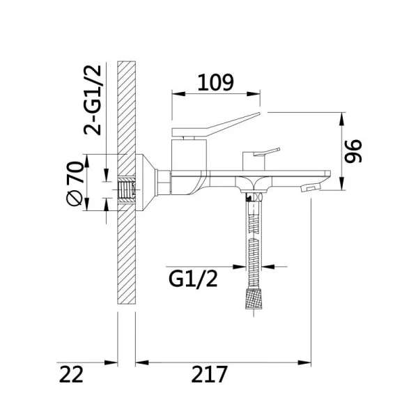 Змішувач для ванни Qtap Presto (з душовим гарнітуром) QTPRE259GRP45584 Graphite