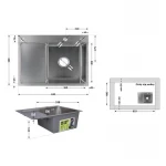 Мойка для кухни интегрированная Lidz Handmade H6350L крыло слева (LDH6350BRUL45588) Brushed Steel 3,0/1,0 мм