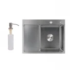 Мойка для кухни интегрированная Lidz Handmade H6350L крыло слева (LDH6350BRUL45588) Brushed Steel 3,0/1,0 мм