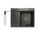 Мойка для кухни интегрированная Lidz Handmade H6350BL крыло слева (LDH6350BRUL45589) Brushed Black PVD 3,0/1,0 мм