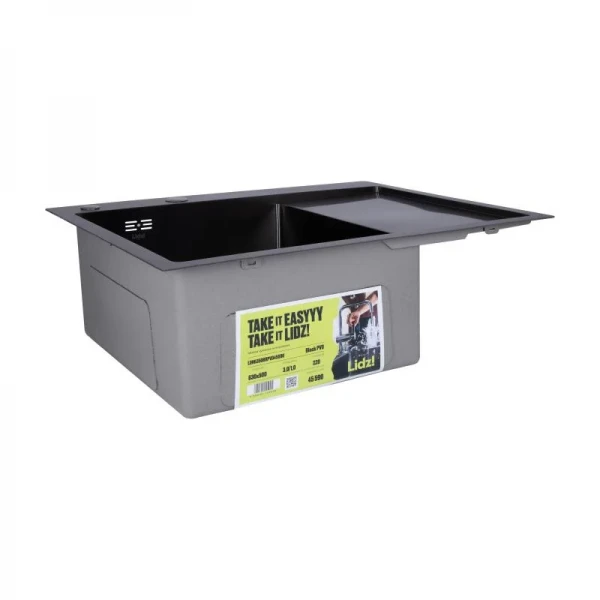 Мойка для кухни интегрированная Lidz Handmade H6350BR крыло справа (LDH6350BRPVD45590) Brushed Black PVD 3,0/1,0 мм