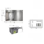 Мойка для кухни интегрированная Lidz Handmade H7849R крыло справа (LDH7849BRUR45591) Brushed Steel 3,0/1,0 мм