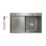 Мойка для кухни интегрированная Lidz Handmade H7849L крыло слева (LDH7849BRUL45592) Brushed Steel 3,0/1,0 мм