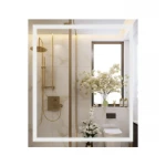 Дзеркало Qtap Mideya 700х800 з LED-підсвічуванням Touch, з антизапотіванням, з годинником, димером, рег. яскравості QT2078DCF7080W