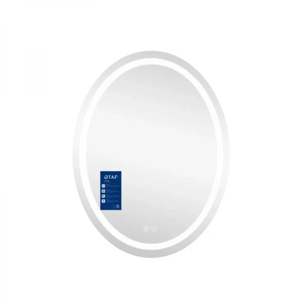 Дзеркало Qtap Mideya 500х700 з LED-підсвічуванням Touch, з антизапотіванням, з годинником, димером, рег. яскравості QT2078NCR5070W