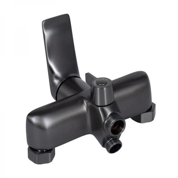 Смеситель для ванны Qtap Vlasta New с длинным поворотным изливом (c душевым гарнитуром) QTVLA260GMB45645 Gunmetal Black PVD