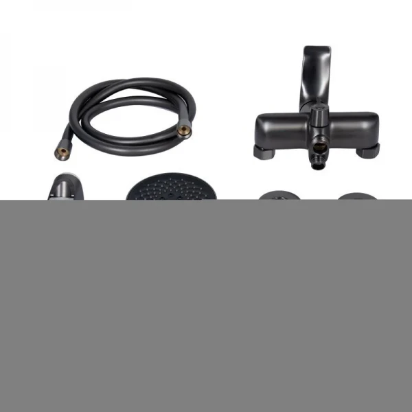 Смеситель для ванны Qtap Vlasta New с длинным поворотным изливом (c душевым гарнитуром) QTVLA260GMB45645 Gunmetal Black PVD