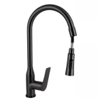 Смеситель для кухни Qtap Vlasta New с выдвижным изливом QTVLA344GMB45647 Gunmetal Black PVD