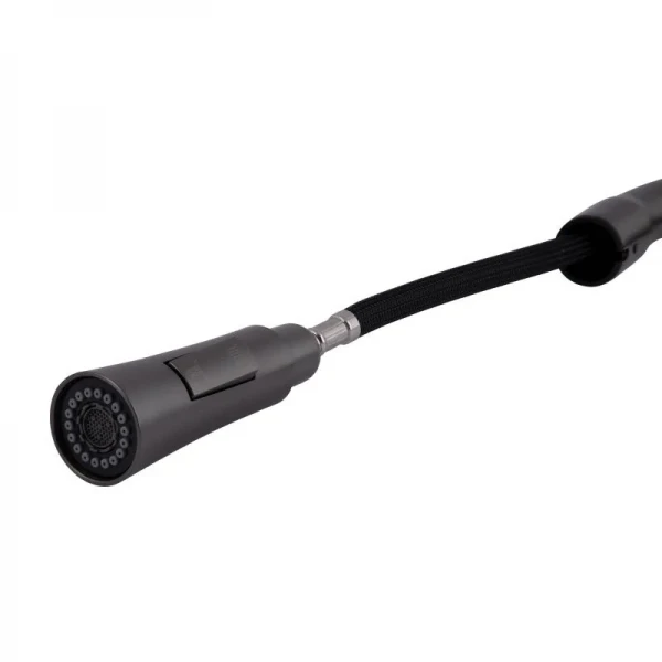 Смеситель для кухни Qtap Vlasta New с выдвижным изливом QTVLA344GMB45647 Gunmetal Black PVD