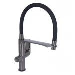 Смеситель для кухни Qtap Vlasta New с гибким изливом с подключением для питьевой воды QTVLA364GMB45649 Gunmetal Black PVD