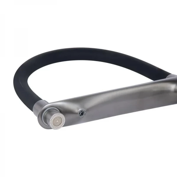 Смеситель для кухни Qtap Vlasta New с гибким изливом с подключением для питьевой воды QTVLA364GMB45649 Gunmetal Black PVD