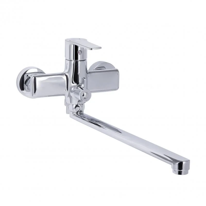Смеситель для ванны Qtap Taurus с длинным поворотным изливом (c душевым гарнитуром) QTTAU260CRM45663 Chrome