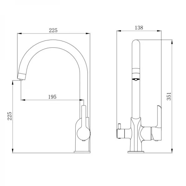 Смеситель для кухни Qtap Grand с подключением для питьевой воды QTGRA362CRW45668 Chrome/White
