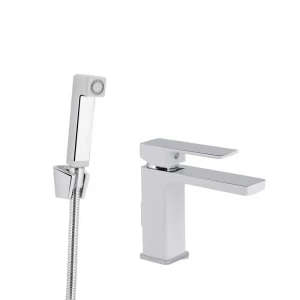 Змішувач для раковини Qtap Gemini (з гігієнічним душем) QTGEM272CRW45691 Chrome/White
