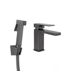 Змішувач для раковини Qtap Gemini (з гігієнічним душем) QTGEM272GMB45692 Gunmetal Black PVD