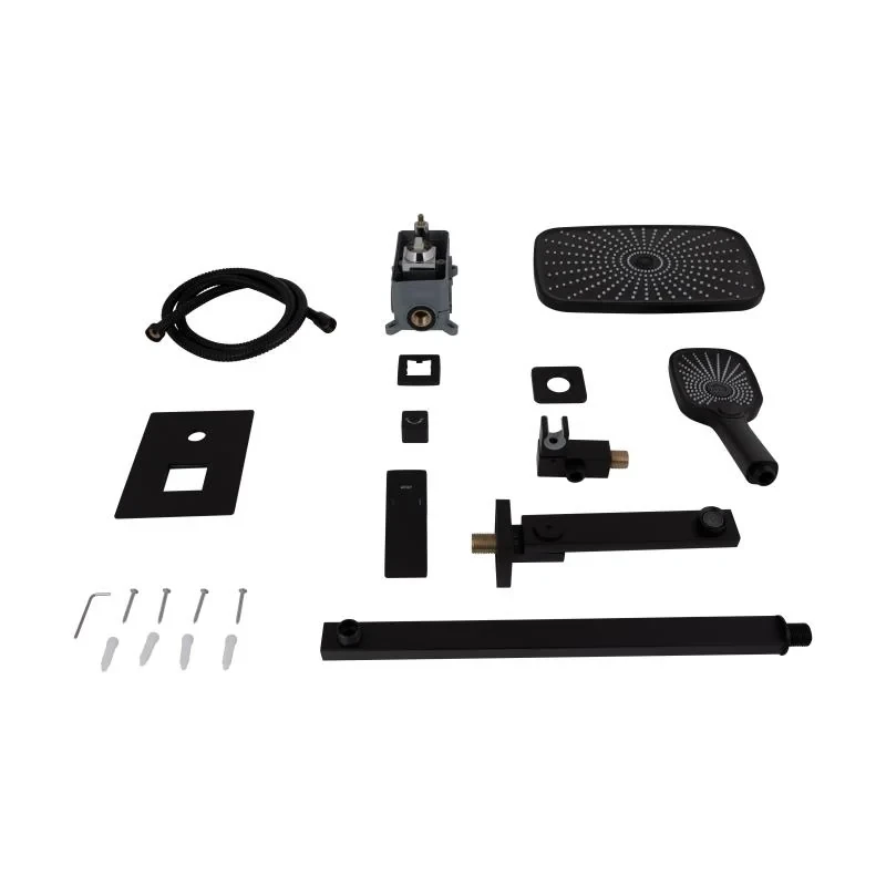 Душова система універсальна Qtap Gemini прихованого монтажу на три споживача QTGEM114BLM45703 Black Matt