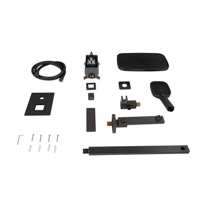 Душова система універсальна Qtap Gemini прихованого монтажу на три споживача QTGEM114GMB45704 Gunmetal Black PVD