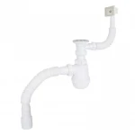 Сифон для кухонної мийки Lidz LK17, колбовий з квадратним переливом (вихід 50 мм)