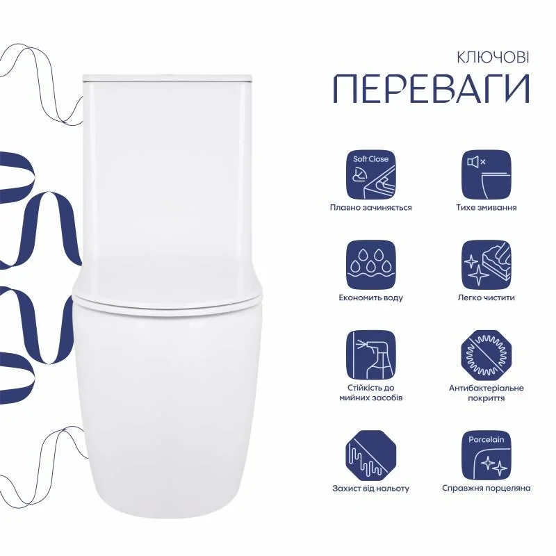 Унітаз-компакт Qtap Robin Ultra Quiet безободковий з сидінням Soft-close QT13226089AW