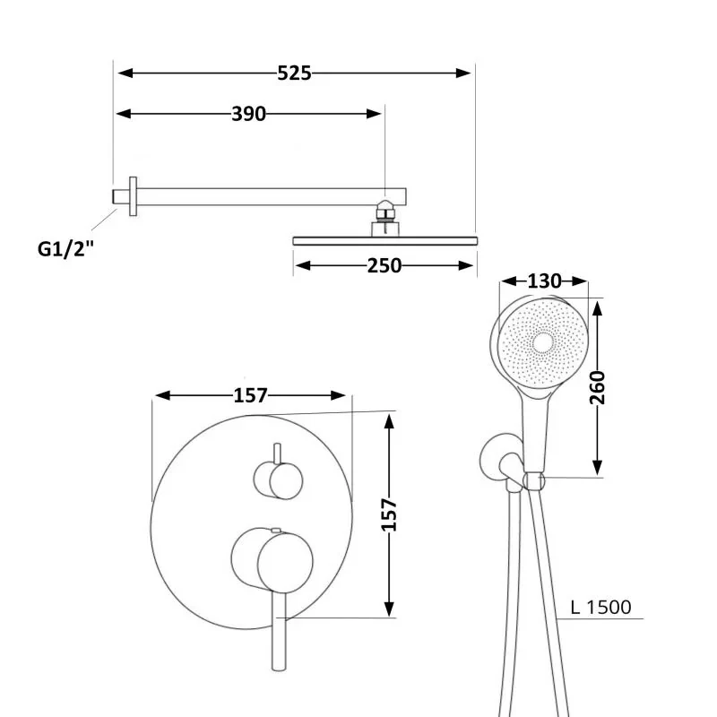 Душова система універсальна Qtap Scorpio прихованого монтажу на два споживача QTSCO113CRM45896 Chrome