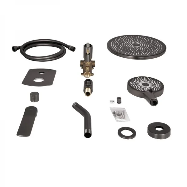 Душевая система универсальная Qtap Slavonice скрытого монтажа на два потребителя QTSLA113GMB45899 Gunmetal Black PVD