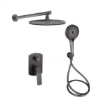 Душова система універсальна Qtap Slavonice прихованого монтажу на два споживача QTSLA113GMB45899 Gunmetal Black PVD
