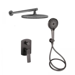 Душова система універсальна Qtap Slavonice прихованого монтажу на два споживача QTSLA113GMB45899 Gunmetal Black PVD