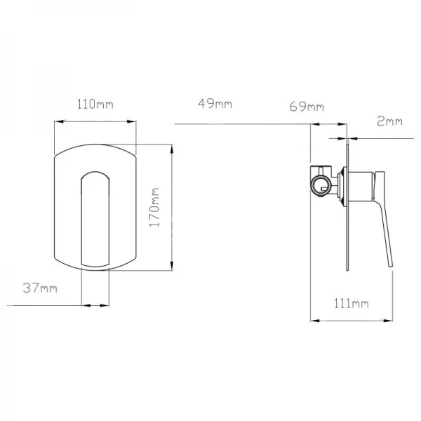 Смеситель для душа Qtap Slavonice скрытого монтажа QTSLA267BLM45903 Black Matt