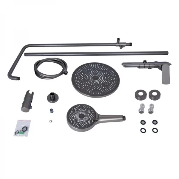 Душевая система универсальная Qtap Slavonice на три потребителя (с изливом) QTSLA111GMB45905 Gunmetal Black PVD