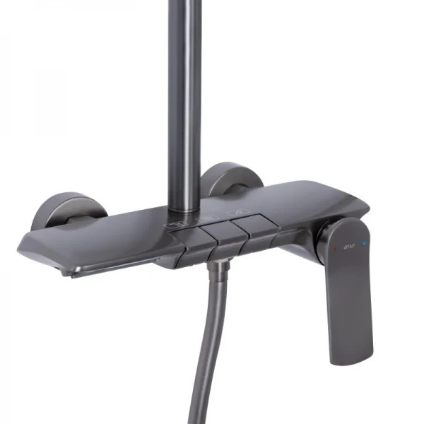 Душевая система универсальная Qtap Slavonice на три потребителя (с изливом) QTSLA111GMB45905 Gunmetal Black PVD