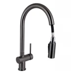 Смеситель для кухни Qtap Rozcesti с выдвижным изливом с подключением для питьевой воды QTROZ366GMB45939 Gunmetal Black PVD