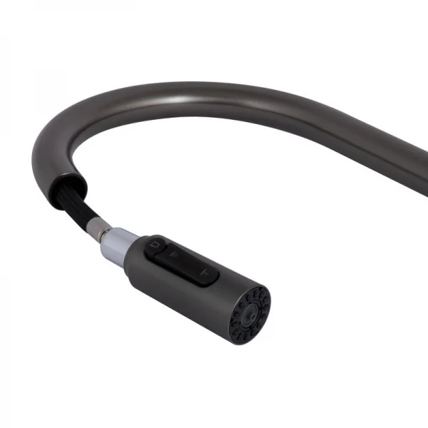 Смеситель для кухни Qtap Rozcesti с выдвижным изливом с подключением для питьевой воды QTROZ366GMB45939 Gunmetal Black PVD