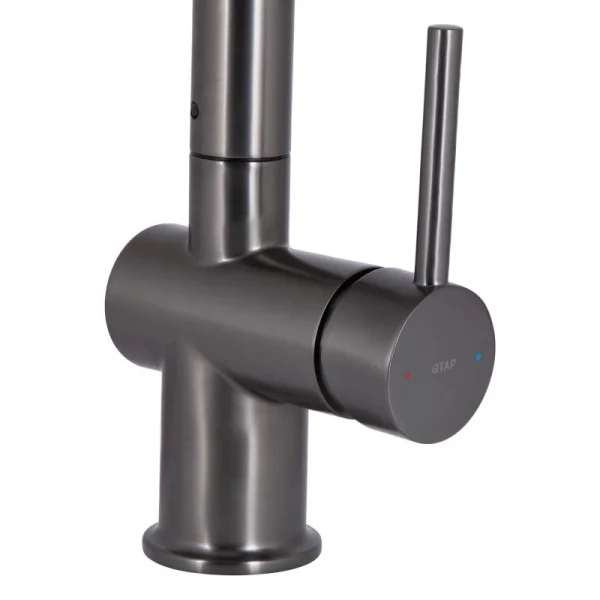 Смеситель для кухни Qtap Rozcesti с выдвижным изливом с подключением для питьевой воды QTROZ367GMB45942 Gunmetal Black PVD