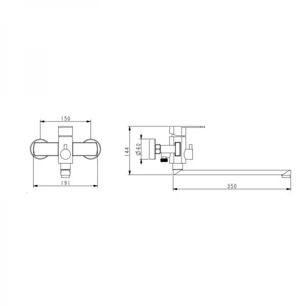 Змішувач для ванни Lidz Luna 005 (з душовим гарнітуром) (k35) LDLUN005NKS46093 Nickel