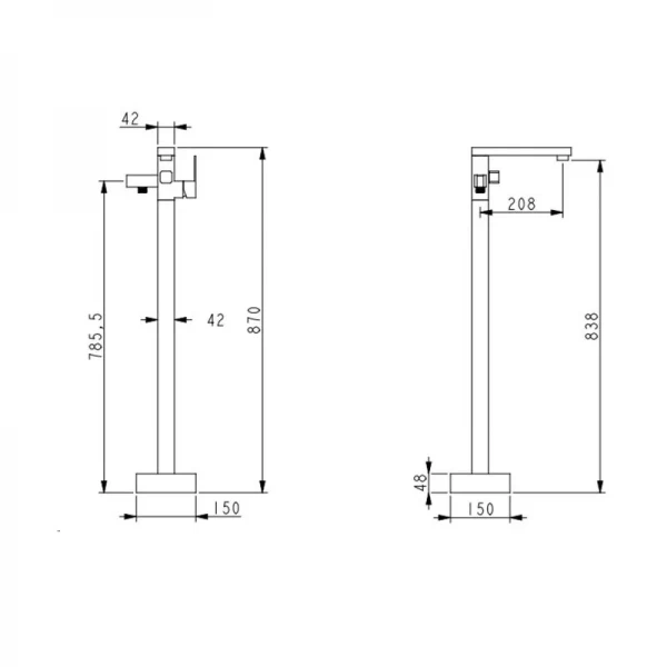 Смеситель для ванны Lidz Kubis 004 напольный (c душевым гарнитуром) (k35) LDKUB004NKS46101 Nickel