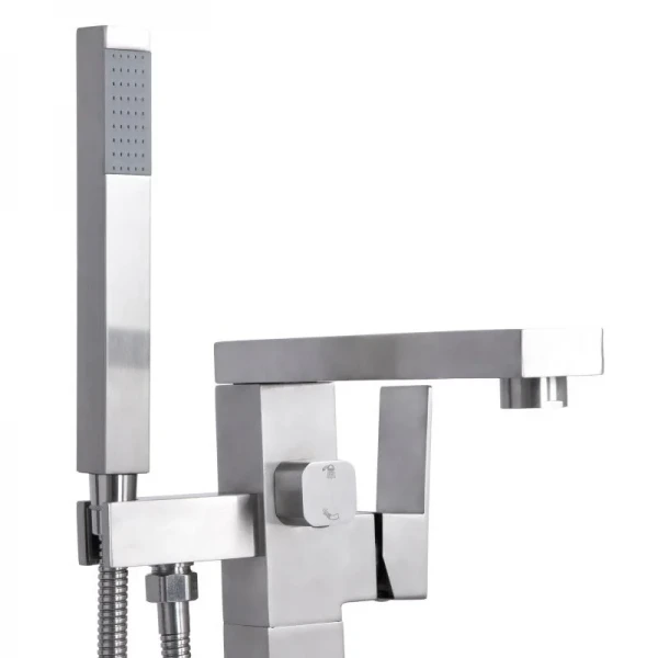 Смеситель для ванны Lidz Kubis 004 напольный (c душевым гарнитуром) (k35) LDKUB004NKS46101 Nickel