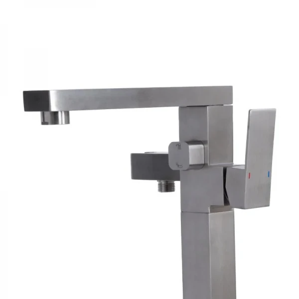 Смеситель для ванны Lidz Kubis 004 напольный (c душевым гарнитуром) (k35) LDKUB004NKS46101 Nickel