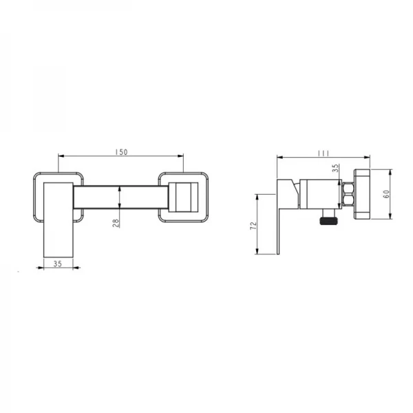 Набор для гигиенического душа Lidz Kubis 110 Nickel LDKUB110NKS46103 прямоугольный