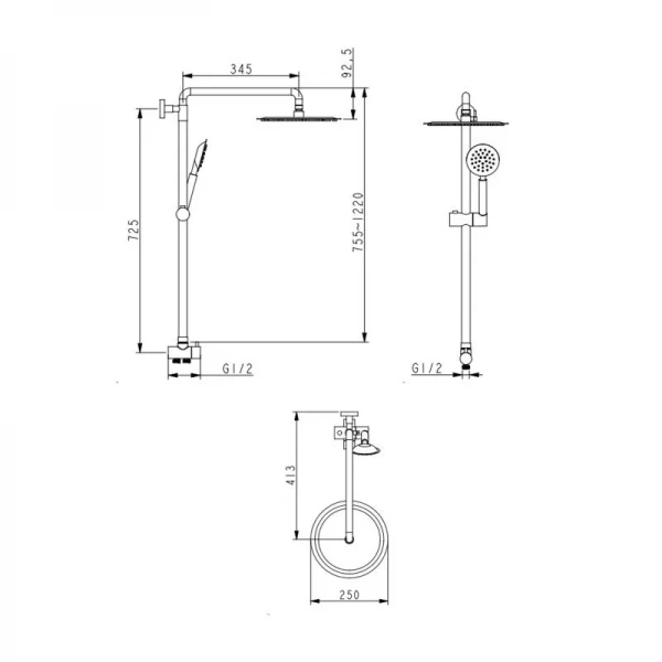 Душевая стойка универсальная Lidz Aria 1120 на два потребителя LDARI1120NKS46112 Nickel