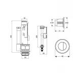 Qtap HY3 (Nando) комплект арматури для бачка унітазу з подвійною круглою кнопкою змиву 4,8 см та клапаном нижньої подачі води, 3/6L CHR