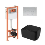 Готове рішення Qtap для ванної кімнати: підвісний унітаз Gemini Ultra Quiet + комплект інсталяції Nest 4 в 1 (кругла клавіша Satin)