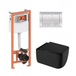 Готове рішення Qtap для ванної кімнати: підвісний унітаз Gemini Ultra Quiet + комплект інсталяції Nest 4 в 1 (квадратна клавіша Chrome)