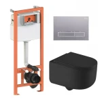 Готове рішення Qtap для ванної кімнати: підвісний унітаз Taurus Ultra Quiet + комплект інсталяції Nest 4 в 1 (лінійна клавіша Satin)