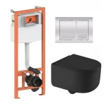 Готове рішення Qtap для ванної кімнати: підвісний унітаз Taurus Ultra Quiet + комплект інсталяції Nest 4 в 1 (квадратна клавіша Chrome)