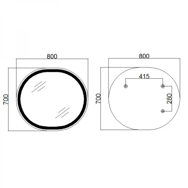 Дзеркало Qtap Gemini 800х700 з LED-підсвічуванням Touch, з антизапотіванням, з димером, рег. темп. кольору (3000-6500K) Reverse QT2578R8071W